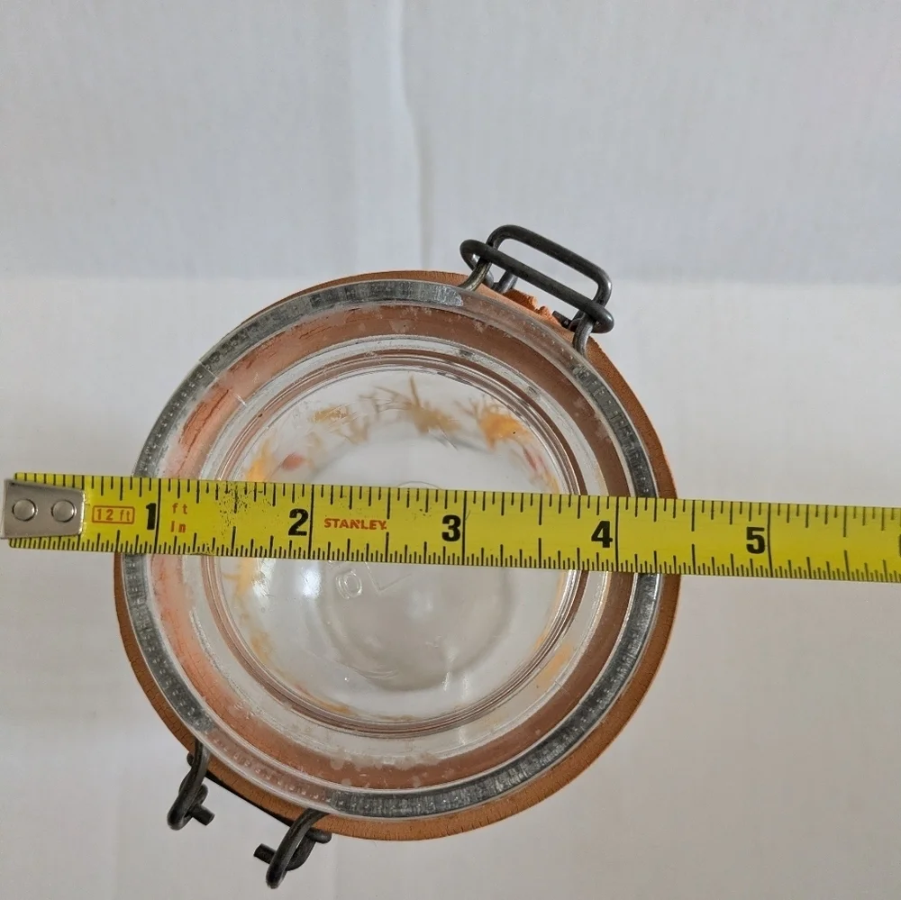 Vintage Glass Jar Canister Storage Botanical Wheat Arc France 2 L
